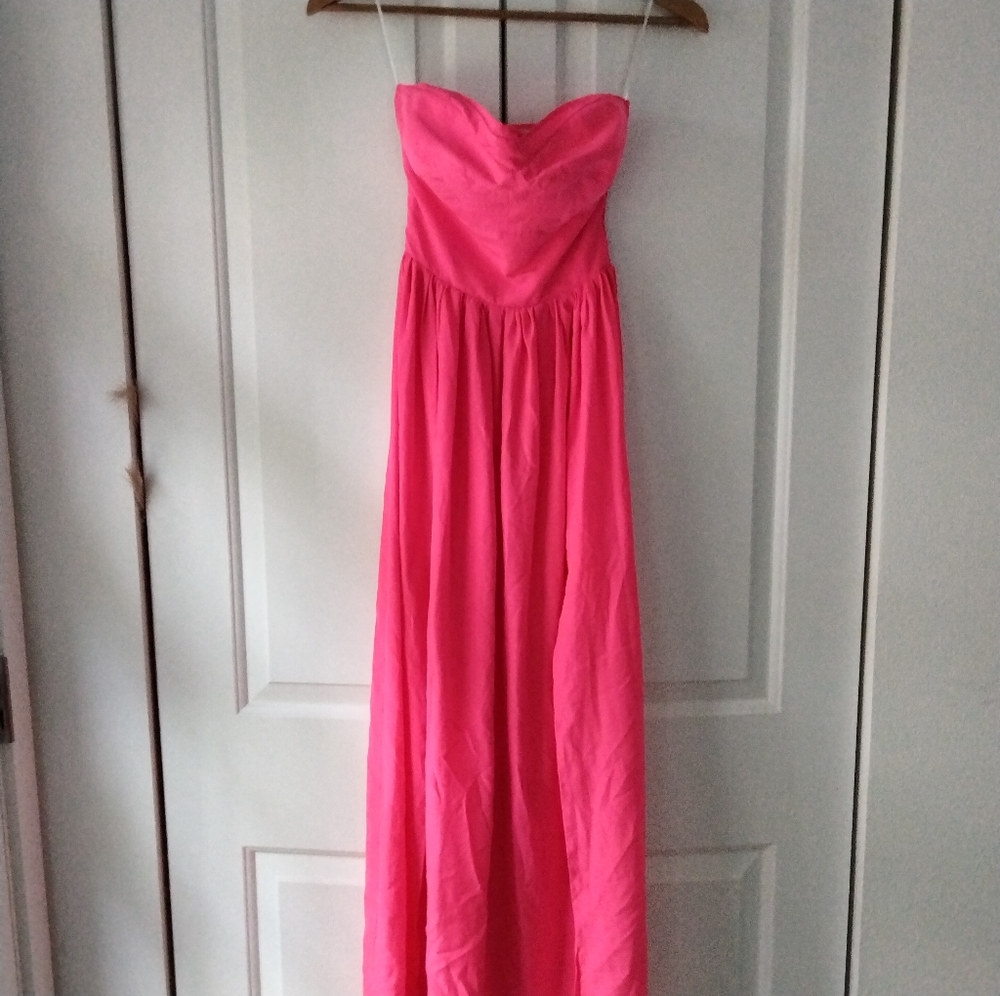 Hot pink strapless dress